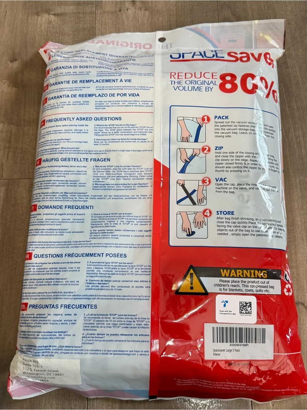 NEW SpaceSaver Vacuum Storage Bags 5 Large 24 x 32 Inch Original Travel Storage